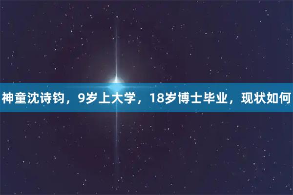 神童沈诗钧，9岁上大学，18岁博士毕业，现状如何